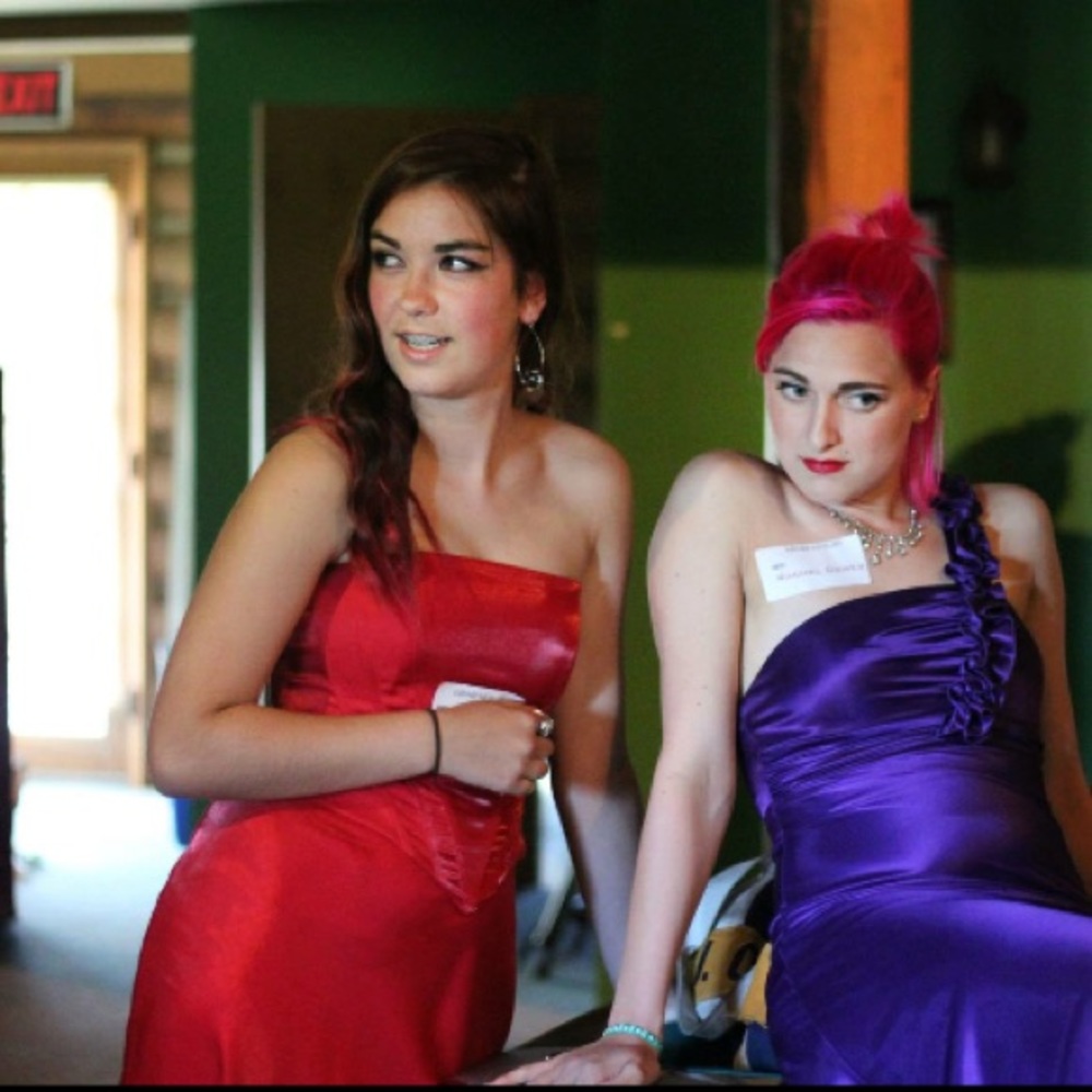 Red corset style prom dress (2 piece)